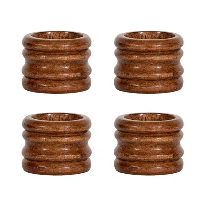 Juliska Bilbao Wood Napkin Ring, Set Of 4 In Brown