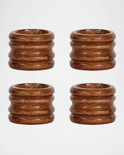 Juliska Bilbao Wood Napkin Rings, Set Of 4 In Brown