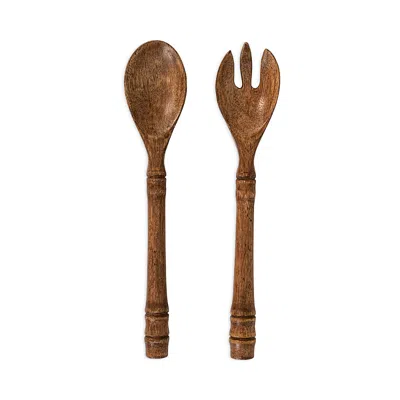 Juliska Bilbao Wood Set Of 2 Salad Servers In Brown