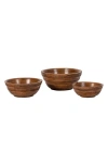 Juliska Bilbao Wood Set Of 3 Nesting Bowls In Brown