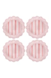 Juliska Cabana Stripe Melamine Dinner Plates, Set Of 4 In Coral