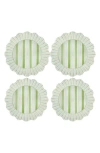 Juliska Cabana Stripe Melamine Dinner Plates, Set Of 4 In Seagrass