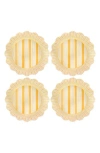 Juliska Cabana Stripe Melamine Dessert/salad Plate, Set Of 4 In Sunshine
