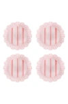 Juliska Cabana Stripe Melamine Dessert/salad Plates, Set Of 4 In Coral