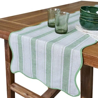 Juliska Cabana Stripe 18" X 90" Table Runner In Seagrass