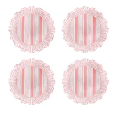 Juliska Cabana Stripe Melamine Dessert/salad Plates, Set Of 4 In Coral