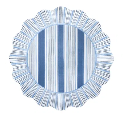 Juliska Cabana Stripe Melamine Dessert/salad Plate, Set Of 4 In Ocean