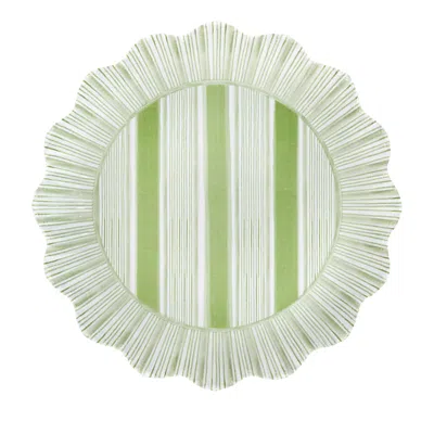 Juliska Cabana Stripe Melamine Dessert/salad Plates, Set Of 4 In Seagrass