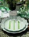Juliska Cabana Stripe Melamine Dessert/salad Plates, Set Of 4 In Seagrass