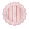Juliska Cabana Stripe Melamine Dinner Plate, Set Of 4 In Coral