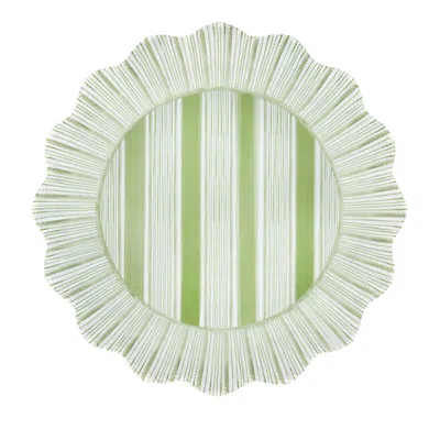 Juliska Cabana Stripe Melamine Dinner Plate, Set Of 4 In Seagrass G