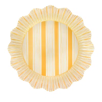 Juliska Cabana Stripe Melamine Dinner Plate, Set Of 4 In Sunshine