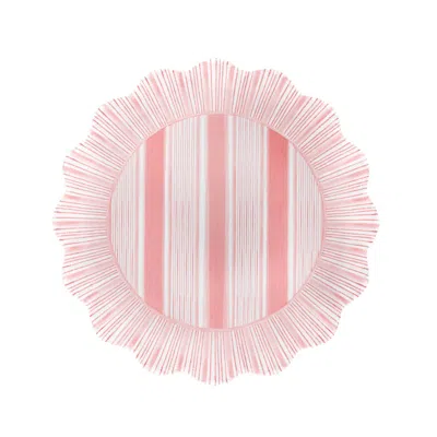 Juliska Cabana Stripe Melamine Salad Plate, Set Of 4 In Pink