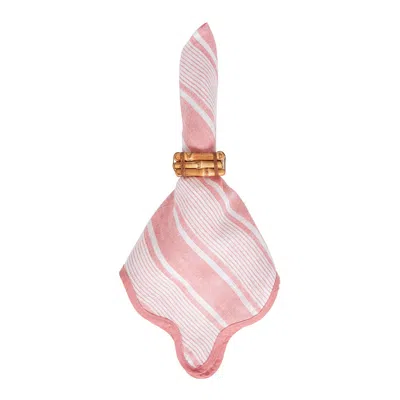 Juliska Cabana Stripe Napkins, Set Of 4 In Pink