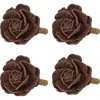 Juliska Camellia Set Of 4 Napkin Rings In Brown