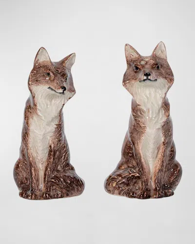 Juliska Clever Creatures Louis And Marie Fox Salt And Pepper Shakers In Walnut