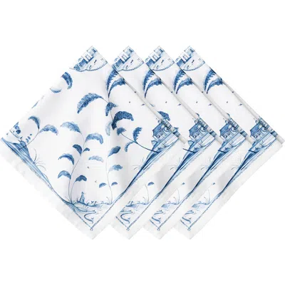Juliska Country Estate Set Of 4 Cotton Sateen Napkins In Blue