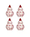 Juliska Country Estate Winter Frolic Ruby Ginger Jar Place Card Holder, Set Of 4 In Ruby
