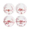 Juliska Country Estate Winter Frolic Mr. & Mrs. Claus Ruby Party Plates Set Of 4 In Ruby