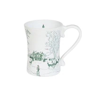 Juliska Country Estate Winter Frolic Mug In Evergreen,white,crimson