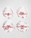 Juliska Country Estate Winter Frolic Mr. & Mrs. Claus Ruby Party Plates, Set Of 4