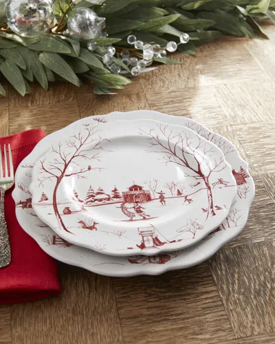 Juliska Country Estate Winter Frolic Ruby The Claus Christmas Day Dessert Salad Plate