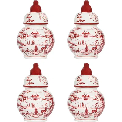 Juliska Country Estate Winter Frolic Ruby Ginger Jar Place Card Holder, Set Of 4
