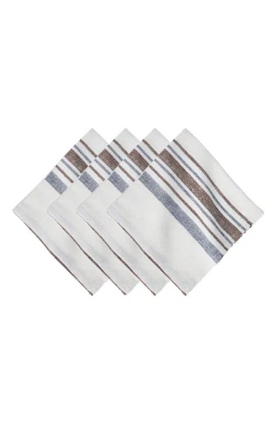 Juliska Danish Stripe Set Of 4 Napkins In White