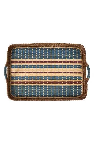 Juliska Danish Stripe Wicker Tray In Blue