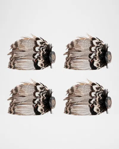 Juliska Feather Napkin Rings, Set Of 4