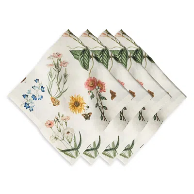Juliska Floral Garden Set Of 4 Linen Napkins In White
