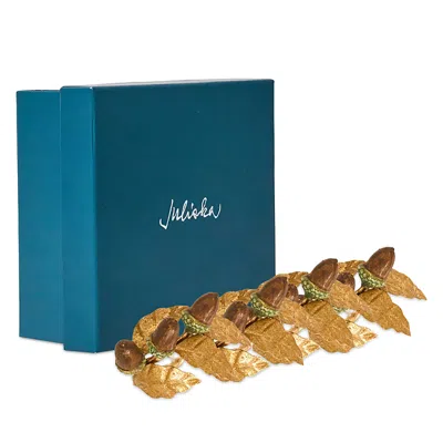 Juliska Forest Walk Acorn Napkin Rings, Set Of 4 In Brown