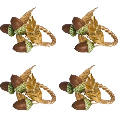 Juliska Forest Walk Acorns Set Of 4 Napkin Rings In Multi