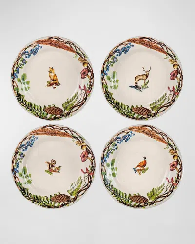 JULISKA FOREST WALK ANIMAL DESSERT/SALAD PLATE ASSORTED SET/4 