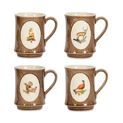 Juliska Forest Walk Animal Mug, Set Of 4 In Brown
