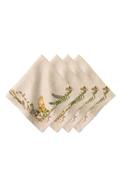 Juliska Forest Walk Animal Set Of 4 Linen Napkins In Animal Print