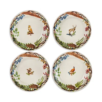 Juliska Forest Walk Cafe Au Lait Dessert/salad Plate, Assorted Set 4 In White