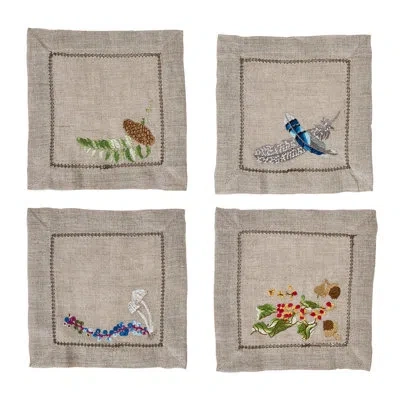 Juliska Forest Walk Cocktail Napkins Assorted In Blue;green;beige