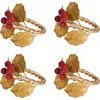 Juliska Forest Walk Holly Berries Set Of 4 Napkin Rings In Gold