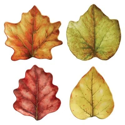 Juliska Forest Walk Leaf Plate Assorted 4 - Piece Set In Multi