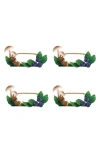 Juliska Forest Walk Mushroom & Acorns Set Of 4 Place Card Holders In Green