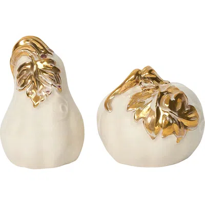 Juliska Forest Walk Pumpkin Salt & Pepper Shakers In Gold