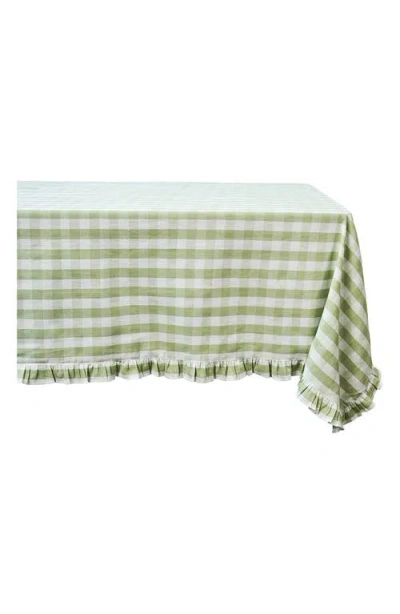 Juliska Gingham Ruffle Cotton & Linen Tablecloth In Green