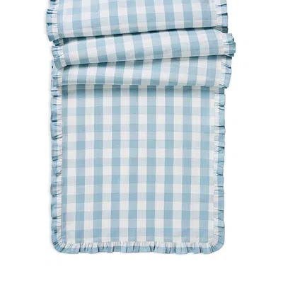 Juliska Gingham Ruffle Table Runner, 18 X 90 In Blue