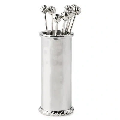 Juliska Graham Cocktail Picks And Holder In Silver