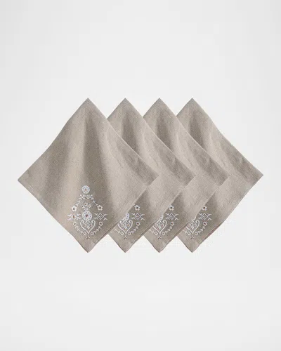 Juliska Heidi Embroidered Napkin, Set Of 4 In Natural