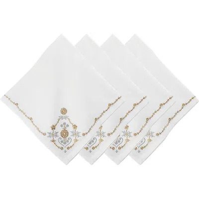 Juliska Heidi Set Of 4 Embroidered Napkins In White