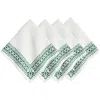 Juliska Iberian Border Set Of 4 Linen Napkins In Green