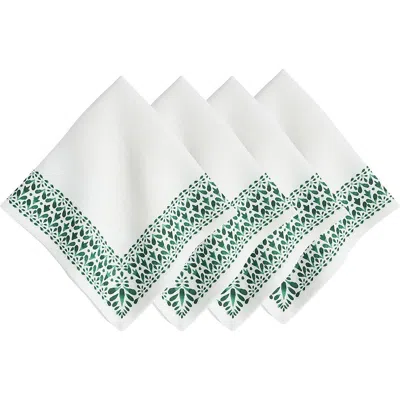 Juliska Iberian Border Set Of 4 Linen Napkins In Green