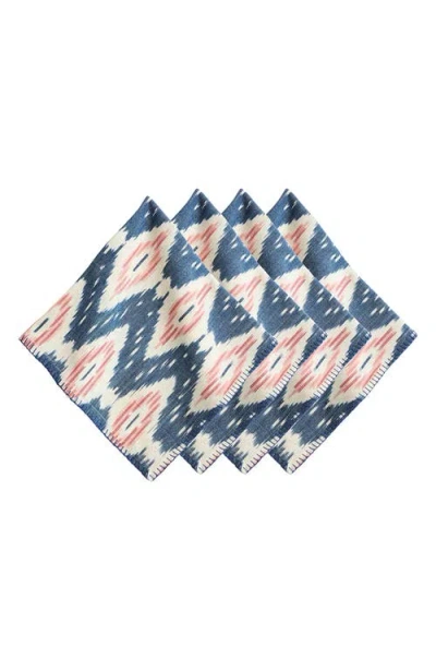 Juliska Ikat Set Of 4 Cotton Napkins In Blue